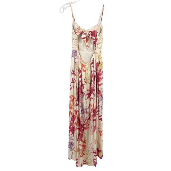 Illa Illa Lace Floral Maxi Dress Slit V-Neck Sleeveless Boho - Size Small - Picture 2 of 10